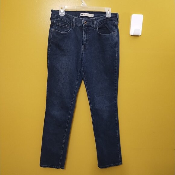 Ladies Levi's 505 Straight Leg Dark Wash Stretch Jeans Size 8 - Picture 1 of 7